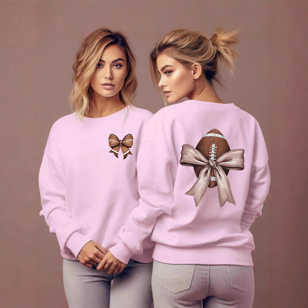 Damen Sweatshirt Footballmotiv Schleifenakzent
