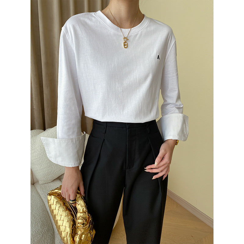 Damen Langarmshirt Weite Manschetten Elegantes Design Eveloria - Eveloria