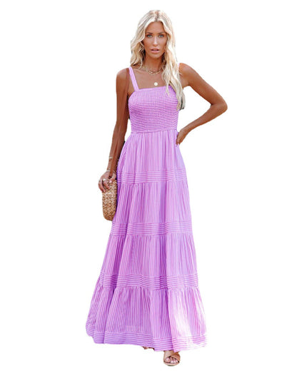 Damen Maxikleid Leicht Raffung Spaghettiträger Eveloria