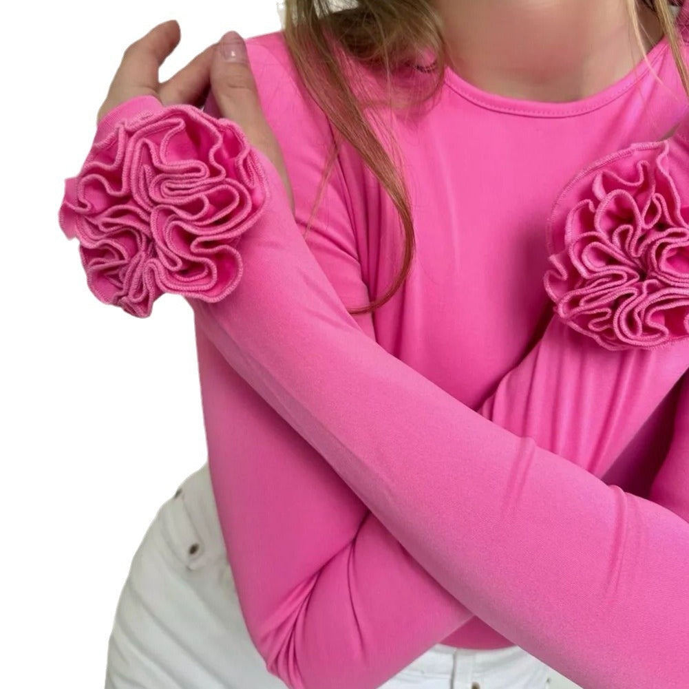 Damen Langarmshirt Rüschendetails Eveloria
