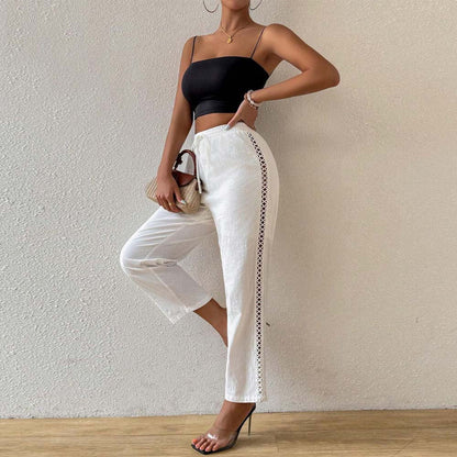 Damen Baumwollhose Breit mit Rüschen Eveloria