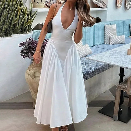 Damen Abendkleid V-Ausschnitt Weitrock Eveloria