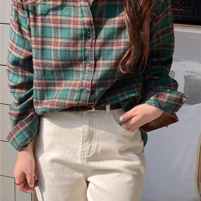 Damen Flanellhemd mit Button-Down-Kragen Weich Eveloria