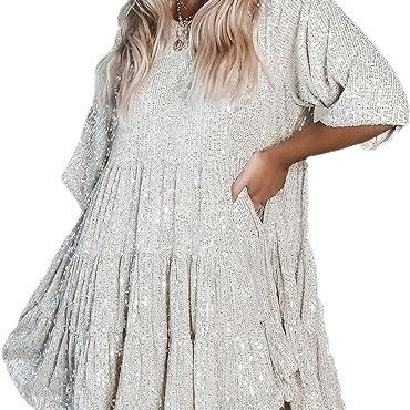 Damen Abendkleid Pailletten Eveloria Glitzer