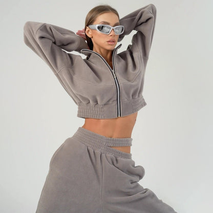 Damen Fleece Freizeitanzug Hochwertig Eveloria