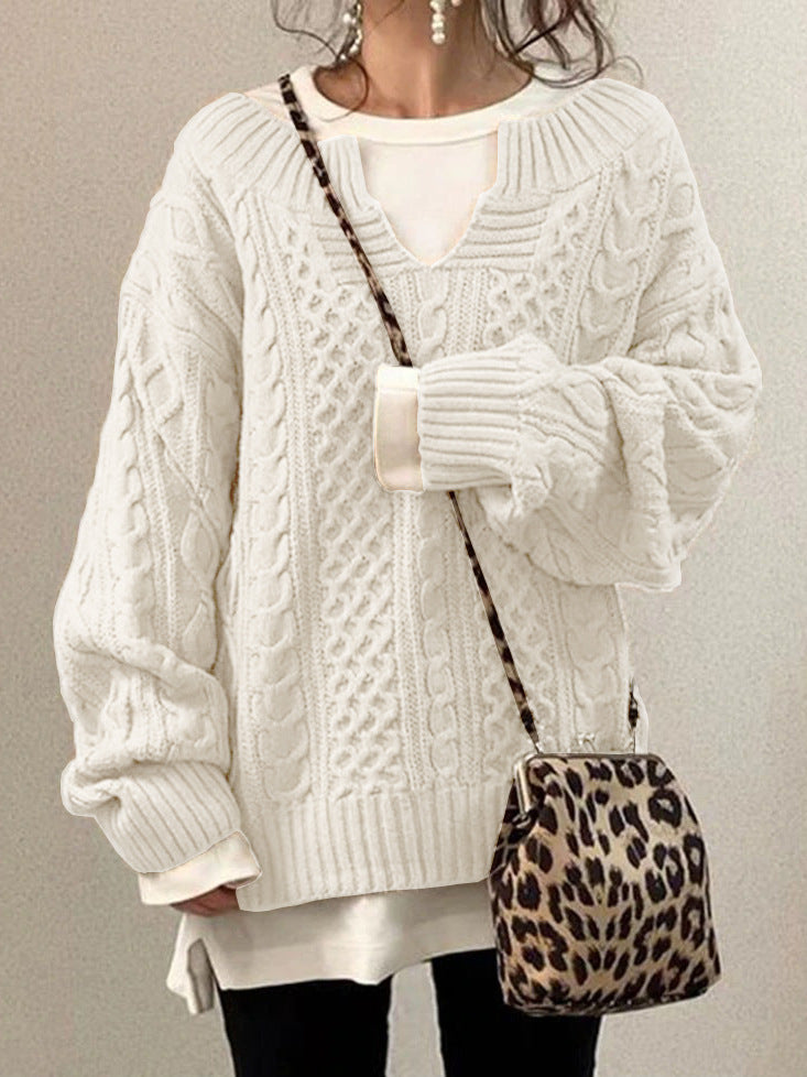 Damen Strickpullover V-Ausschnitt Weiches Material Eveloria