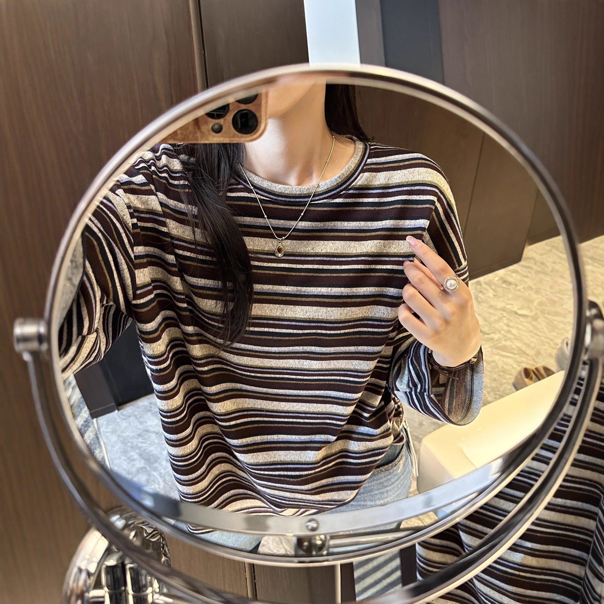 Damen Longsleeve-Shirt Gestreift Eveloria - Eveloria