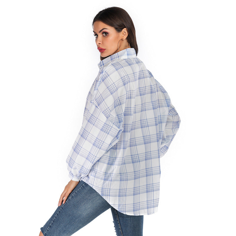 Damen Karobluse Übergroß Eveloria