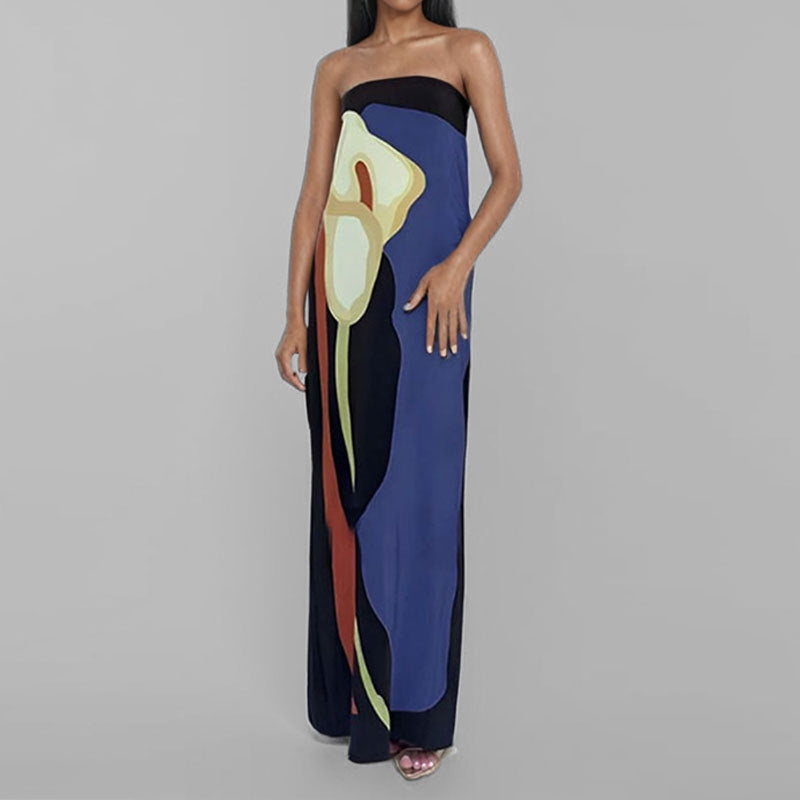 Damen Maxi-Kleid Moderner Kunststil Eveloria
