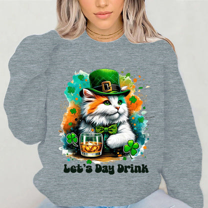 Damen Sweatshirt mit Katzenmotiv und Schriftzug