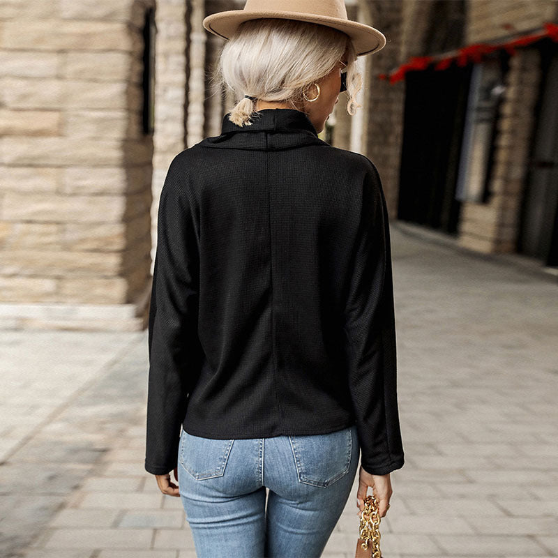 Damen Wickelbluse Strukturiert V-Ausschnitt Elegante Bluse