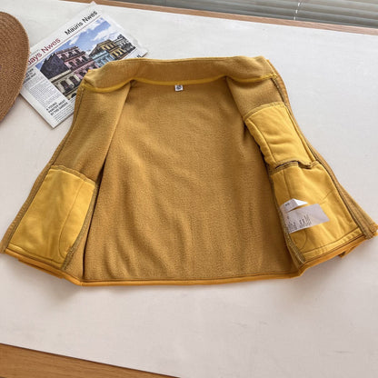 Damen Fleecejacke Hochkragen Reißverschlusstaschen Eveloria