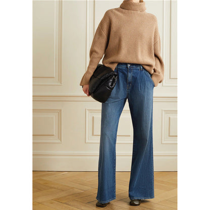 Damen Weite Jeans Hochbund Lässiger Schnitt Eveloria - Eveloria
