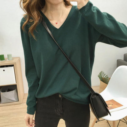 Damen Pullover V-Ausschnitt Weich