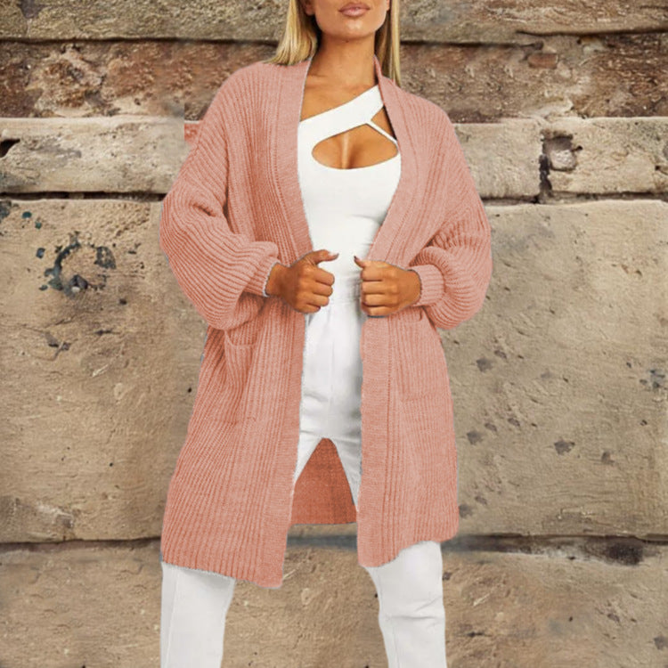 Damen Strickjacke Lässiger Schnitt Uni Farbe