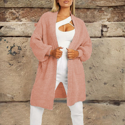 Damen Strickjacke Lässiger Schnitt Uni Farbe