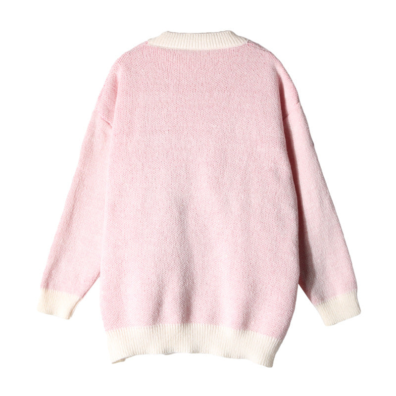 Damen Grobstrickpullover Lässiger Schnitt Mit Schriftzug Beige