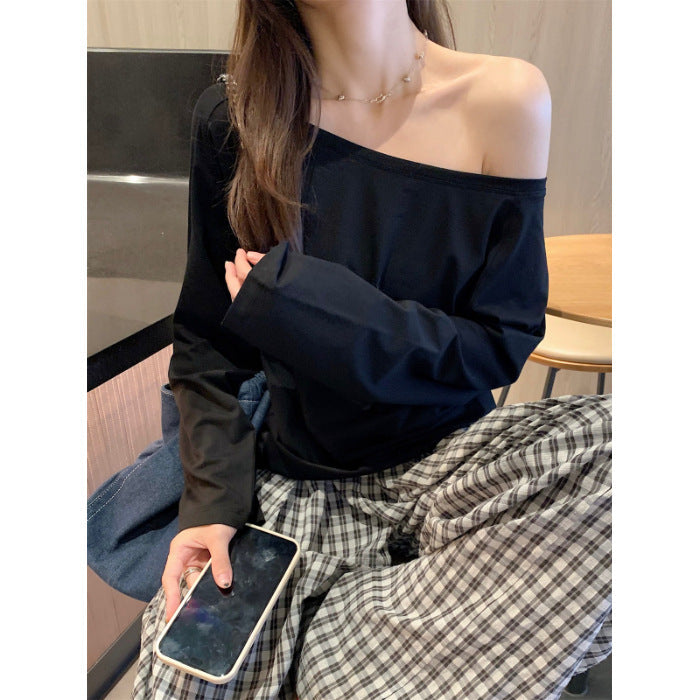 Damen Off-Shoulder Langarmshirt Eveloria Baumwolle