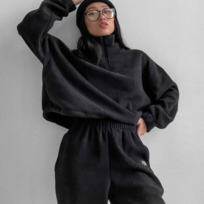 Damen Fleece-Sweatanzug mit Hochkragen
