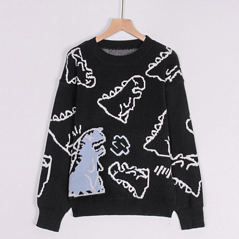 Damen Pullover Dinosaurier Motiv Lässiger Schnitt Eveloria