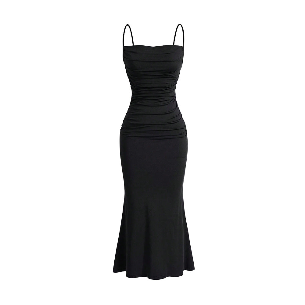 Damen Maxikleid Raffungen Schulterfrei Eveloria