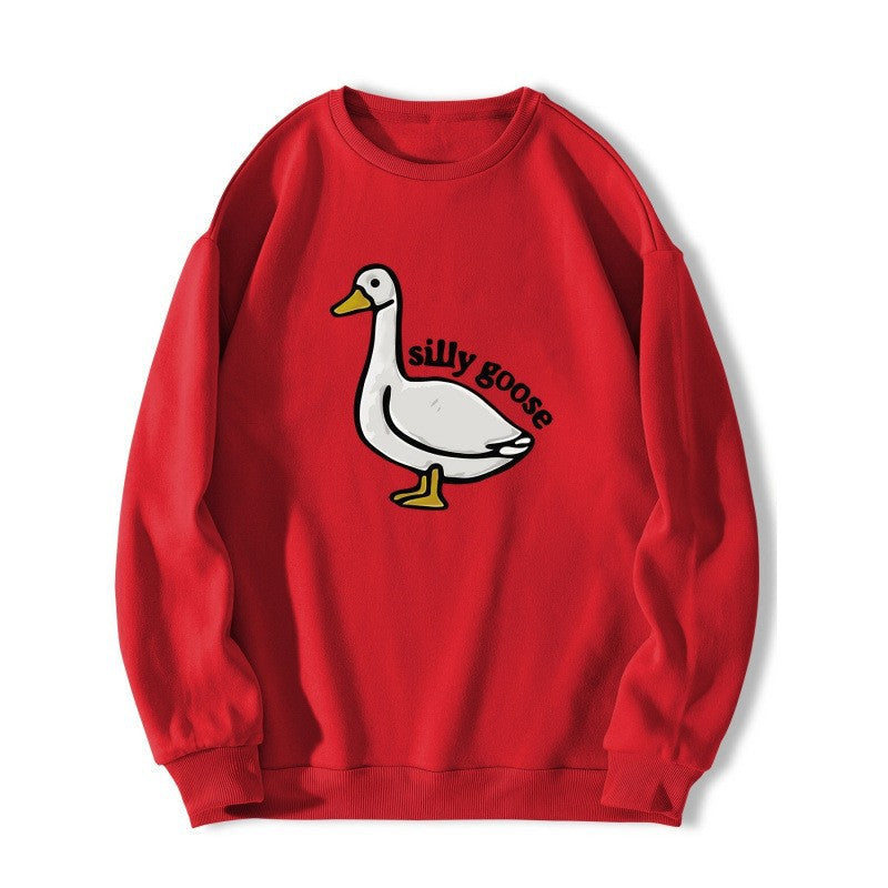Damen Sweatshirt Entenmotiv Lässig Grün Eveloria