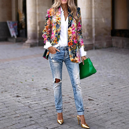 Damen Blazer Florales Design Moderner Schnitt Eveloria