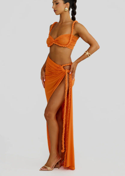 Damen Bikiniset Wickeltuch Schnürdetails
