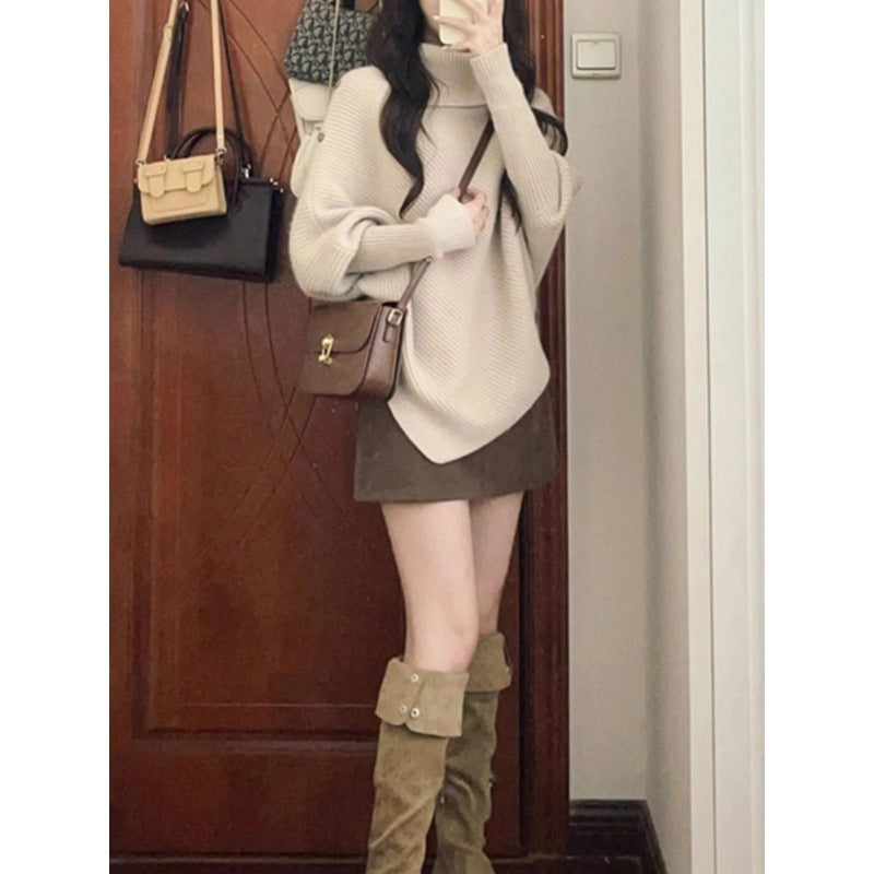 Damen Oversized Pullover Asymmetrischer Saum Eveloria