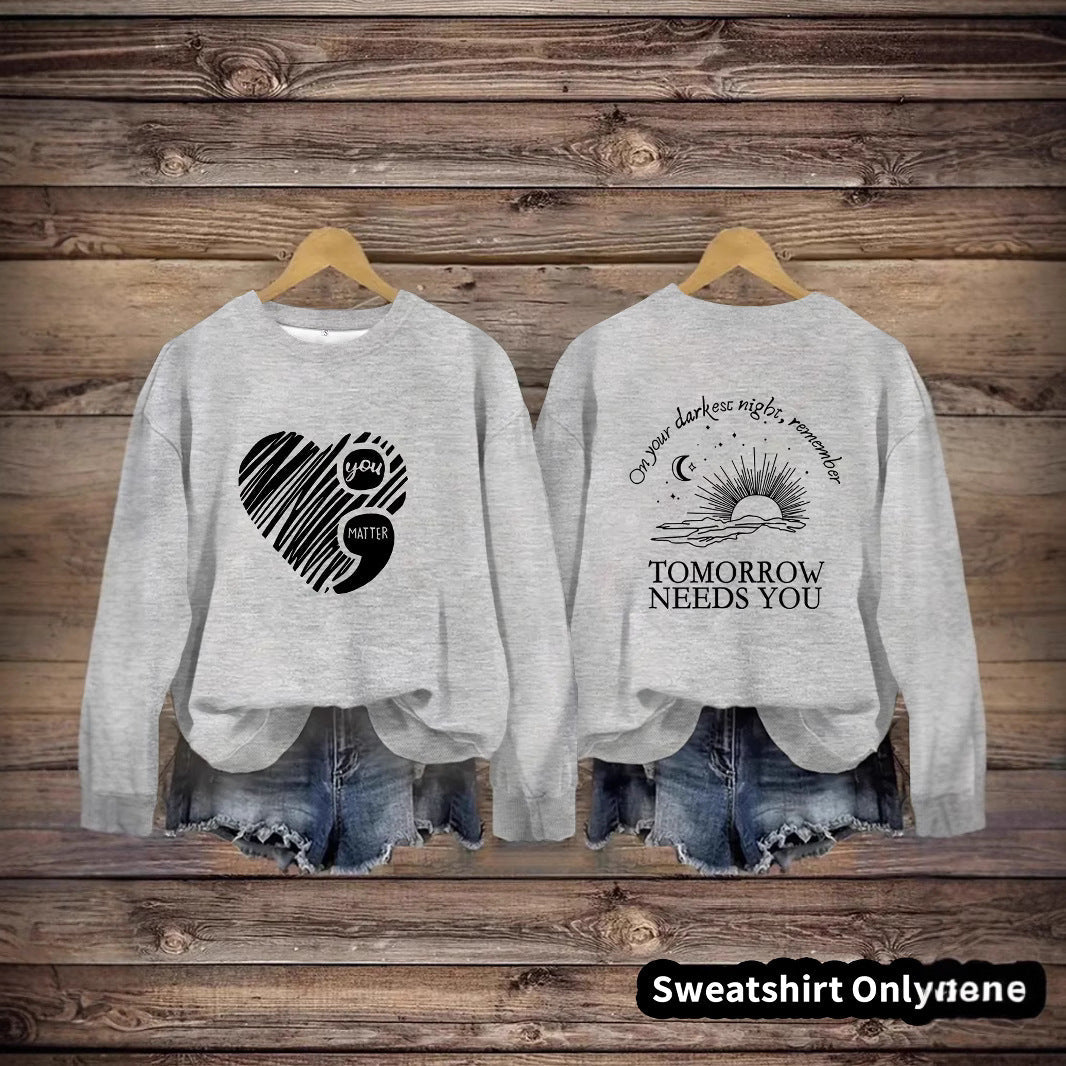 Damen Sweatshirt Großes Herzmotiv Inspirierender Aufdruck Eveloria - Eveloria
