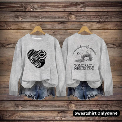 Damen Sweatshirt Großes Herzmotiv Inspirierender Aufdruck Eveloria - Eveloria