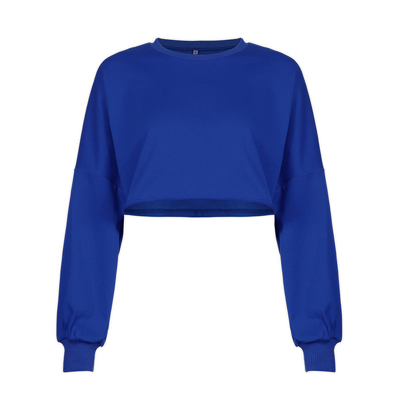 Damen Cropped Sweatshirt Eveloria Kapuzenpullover Baumwolle Grau