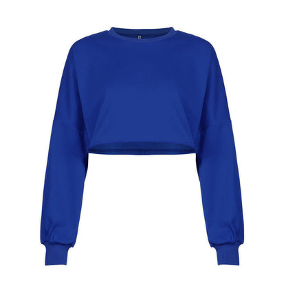 Damen Cropped Sweatshirt Eveloria Kapuzenpullover Baumwolle Grau
