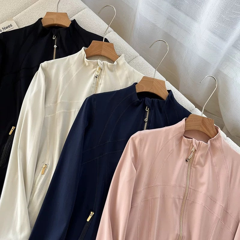Damen Sportjacke Hochkragen Innovativer Reißverschluss