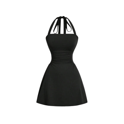 Damen Halterkleid Figurformend Drapierung Rückenschnürdesign