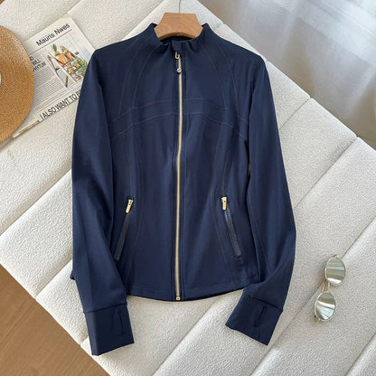 Damen Sportjacke Hochkragen Innovativer Reißverschluss