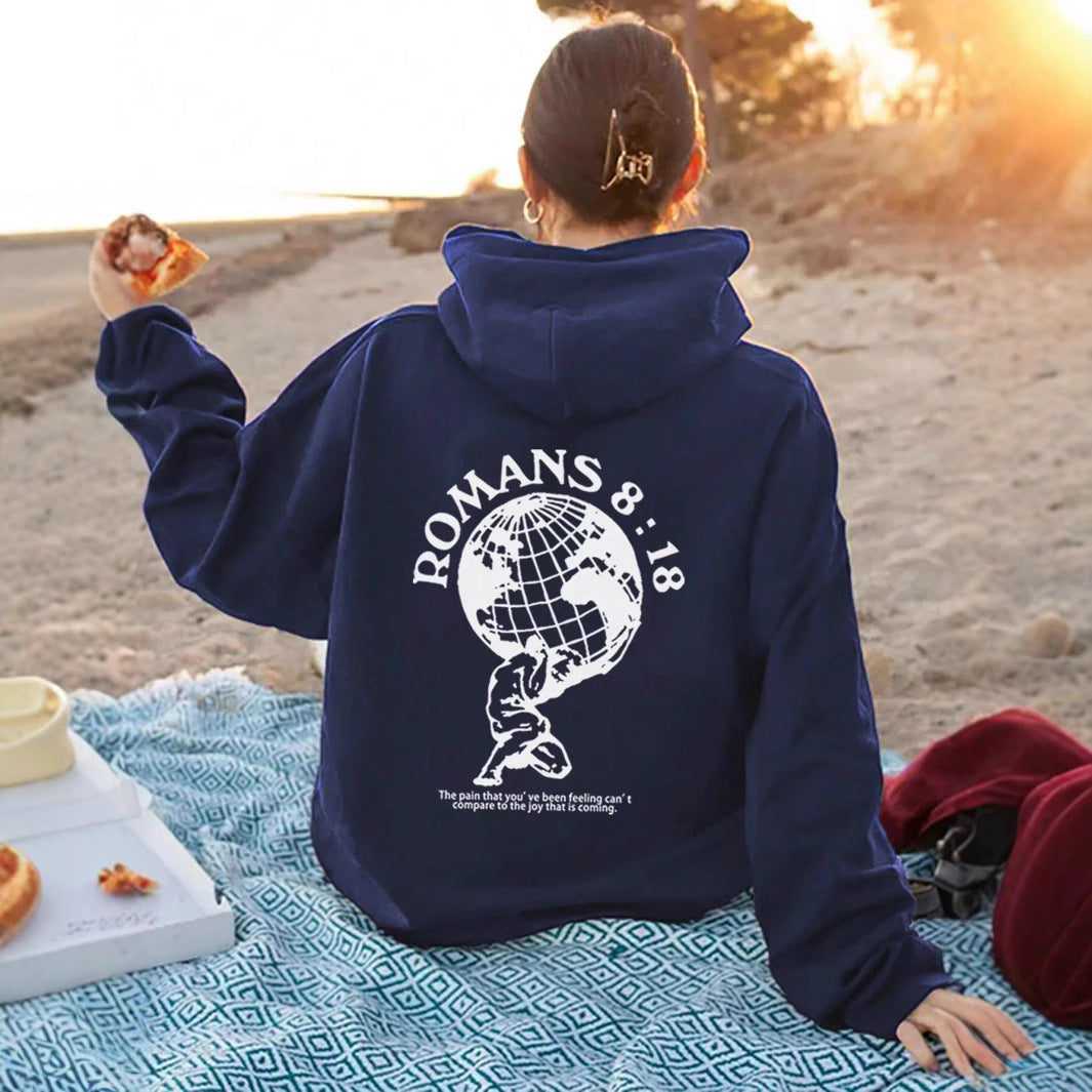 Damen Kapuzenpullover Weltmotiv Druck Eveloria - Eveloria