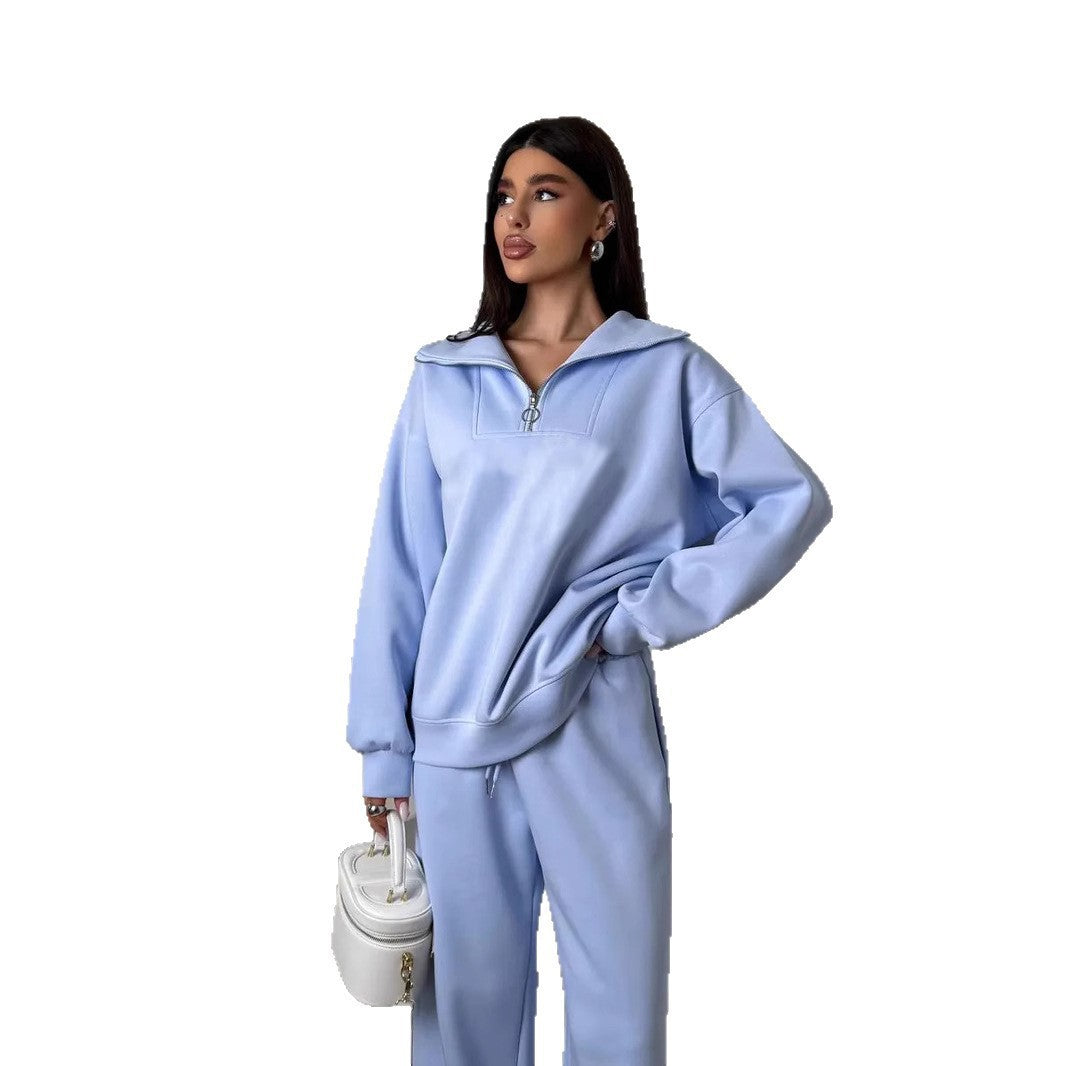 Damen Fleece Sportanzug Hochgeschlossener Kragen Praktischer