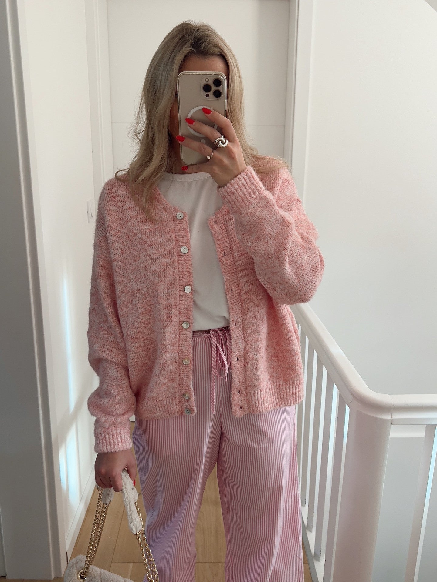 Damen Strickjacke Lässig Knöpfe Feinripp Eveloria