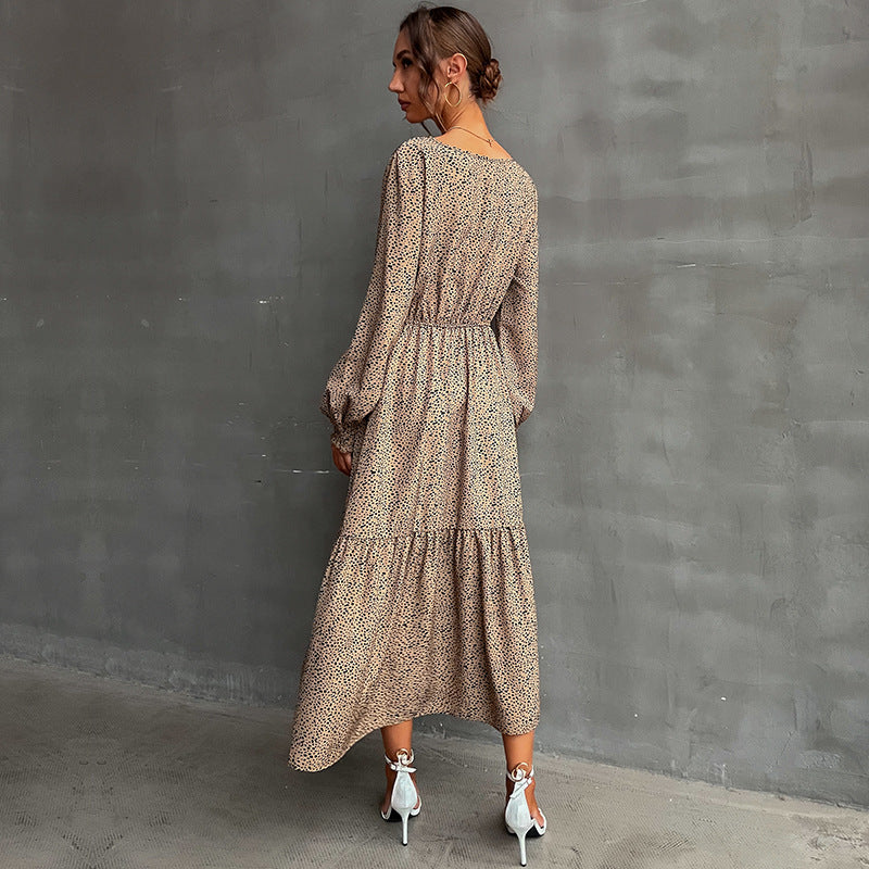 Damen Maxikleid Elastischer Taillengürtel Rüschendetails