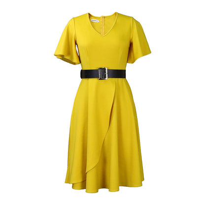 Damen Wickelkleid Weiter Rock Eleganter Taillengürtel Eveloria