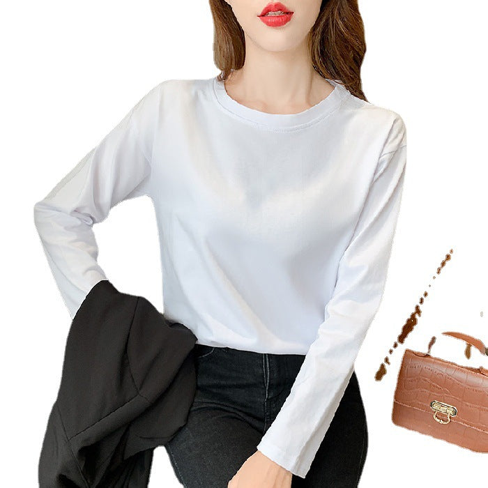 Damen Langarmshirt Rundhals Atmungsaktives Material Weiß