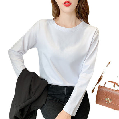Damen Langarmshirt Rundhals Atmungsaktives Material Weiß