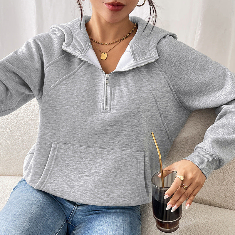 Damen Hoodie Sportlich Halbzipper Lässiger Schnitt Eveloria
