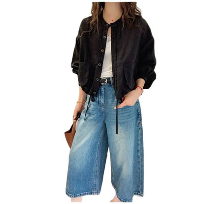 Damen Kurzarmjacke mit Taschen und Kordelzug Eveloria