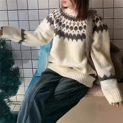 Damen Pullover Norwegermuster Eveloria Strick