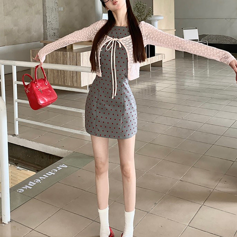 Damen Etuikleid Polka Dot Figurbetonter Schnitt