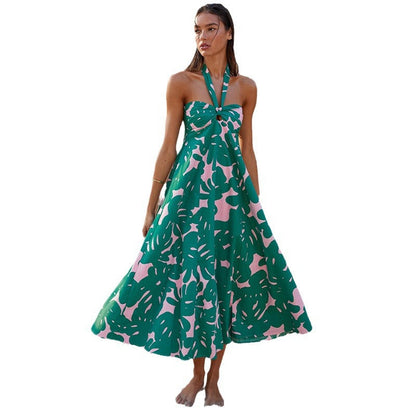 Damen Maxikleid Trägerlos Rundum Stretch Floralmuster