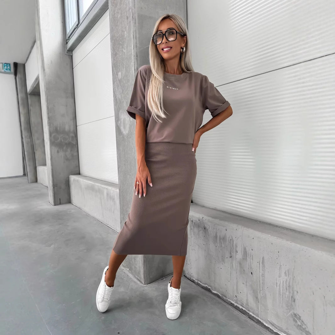 Damen Skirt und T-Shirt Set Bequem Eveloria