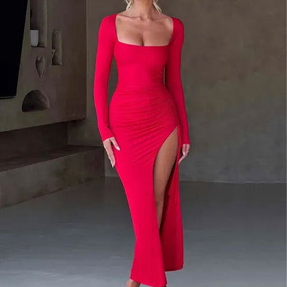 Damen Maxikleid Raffung Formschnitt Eveloria